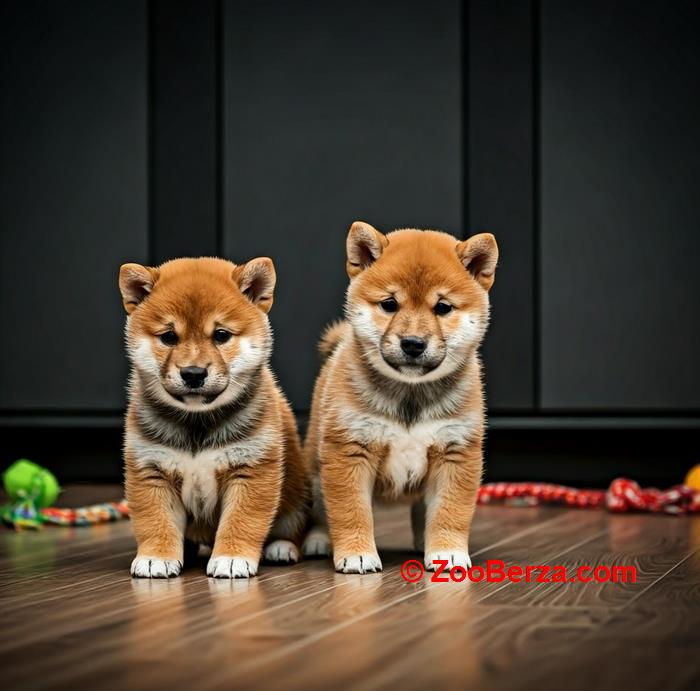 Akita inu i Shiba Inu štenci